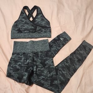 Gymshark seamless camo leggings/bra set